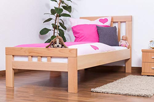 Kinderbett/Jugendbett Easy Premium Line K8, Buche Vollholz massiv natur - Maße: 90 x 200 cm