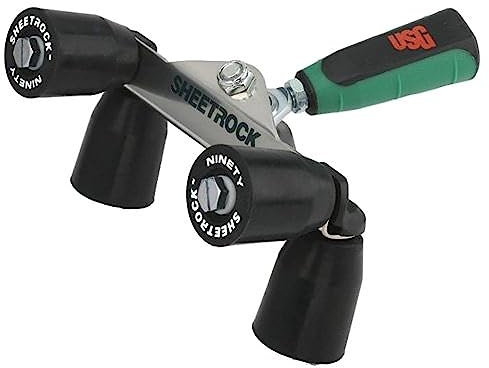 Sheetrock USG Outside 90° Corner Bead Roller with 4' Fiberglass Pole, Stainless Steel Construction, Soft Grip Wheels, Drywall Paper Face Bead Roller
