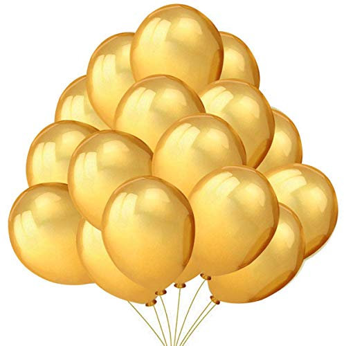 Decoration Nouvel An 2026 – 50 Ballons Or. Ballons de Baudruche Perlé Nacré Gonflables 36cm / 3g. pour Deco Anniversaire, Fête Mariage et Decoration Nouvel An