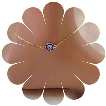 Yienate Bracelet de cheville en alliage simple avec pendentif œil pour femme et fille Doré