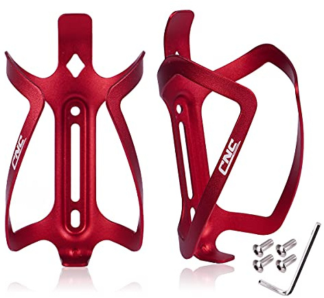 CNCLOL Portabidones Bicicleta Aluminio, Soporte Botellero MTB Carretera | Portabidón para bicicleta, 2 piezas, ligero soporte de botella de agua compatible bici MTB, carretera, montaña, gravel, Rojo
