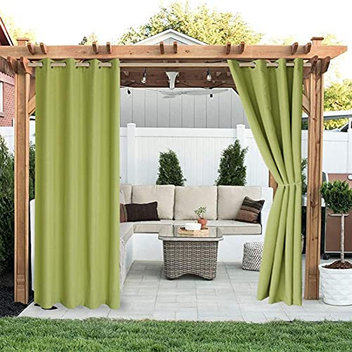 LIVEINU Outdoor Vorhänge Aussenvorhang Garten Verdunkelung Outdoor Gardinen Blickdicht Winddicht Wasserabweisend Sichtschutz Sonnenschutz UVschutz 1 Stück | 150x166cm(B x H) Grün