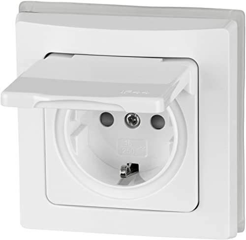Unterputz Steckdose IP44, All-in-One, Serie C1 weiß-matt