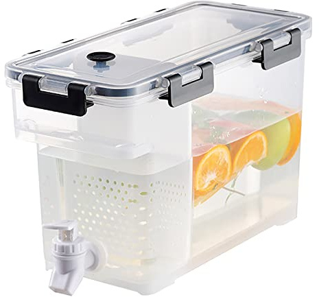 Fridge Jug Dispenser with Faucets, 3.5L Water Dispenser with Lid, Summer Reusable Large Ice Water Infuser Cold Buckets for Fruit Juice Drinks Cocktail for Outdoor Party Daily Use