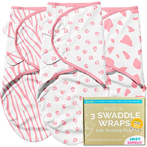 Sovpåse för Bebis - 3-pack Swaddle Wrap Inlindningsfiltar - 3 Swaddle Filtar för inlindning 100% Bomull
