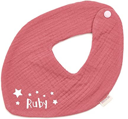 Halstuch mit Namen für Jungen, Mädchen, Unisex, mit Druckknopfverschluss, in verschiedenen Farben-Musselin-Stern (Altrosa)