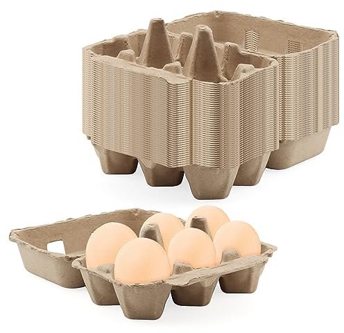 MUKCHAP 40 PCS 6 Count Cardboard Paper Egg Boxes, Pulp Egg Cartons Egg Container for Farm, Home