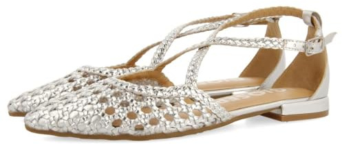 GIOSEPPO Leskovic Ballerinas aus Leder, Blau, mit Schnürung für Damen, Silber, 37 EU