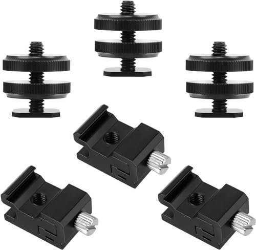 Ticeed 6PCS Adaptateur Griffe Camera, Chaussure Froide Adaptateur de Griffe Support à Griffe Réglable en Métal Adaptateur de Support à Vis de Trépied vers Sabot de Flash (2 Types)