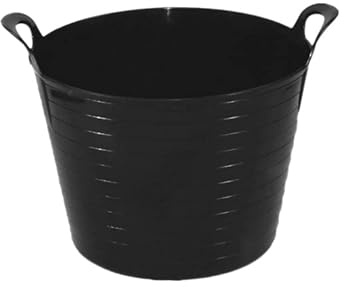 BLACK - 26L / 42L / 75 Litre Robust Versatile Multipurpose Flexi Tub Garden Home Flexible Plastic Toy Storage Container Bucket Tub Trugs Animal Feeding Tub Laundry Basket - (42 Litre)