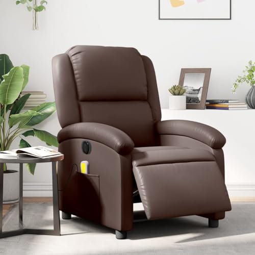 Homgoday Mobiliar elektrischer Massagesessel, braun, aus Kunstleder, Massagesessel, Relaxsessel, Massagesessel für den ganzen Körper