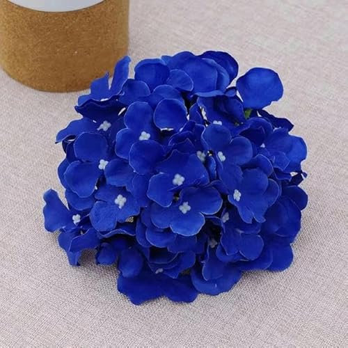 ZFISH 10 pezzi di fiori di ortensia artificiali teste viola fiori di seta per centrotavola di nozze bouquet decorazioni floreali fai da te decorazioni per la casa-blu scuro-con stelo