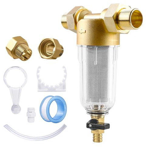 Wasserfilter Wiederverwendbare, 1 Zoll Rückspülfilter Wasserfilter Filter, Ausspülbarer Feinfilter Mit 3/4 Adapter, Wasser Vorfilter Sedimentfilter, Spin-down-Sedimentwasserfilter Für Brunnenwasser