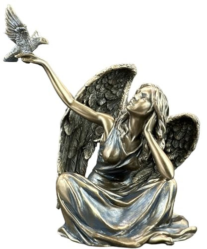 57 SPECIAL REPLICAS Skulptur Deko SITZENDER Engel MIT Taube Bronze Figur als Geschenk für Wohnzimmerdekoration Figuren Deko