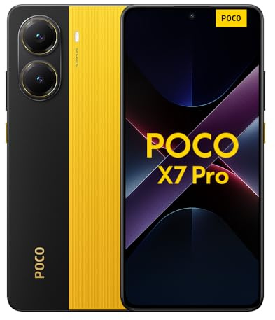 Xiaomi POCO X7 Pro smartphone, 12+512GB, yellow, 50MP main camera with OIS, 6000mAh (typ) battery with 90W HyperCharge, IP68, AI features (no charger included), 2 year Warranty