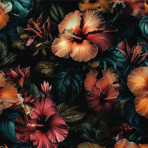 ICYEHAO Selbstklebende Tapete Blumen Dunkel, 44 x 300 cm Selbstklebende Tapete Gelb und Rosa Blumen Grün Blätter Pflanzen, Schwarz Boho Möbelfolie Selbstklebend für Badezimmer Wohnzimmer Küche