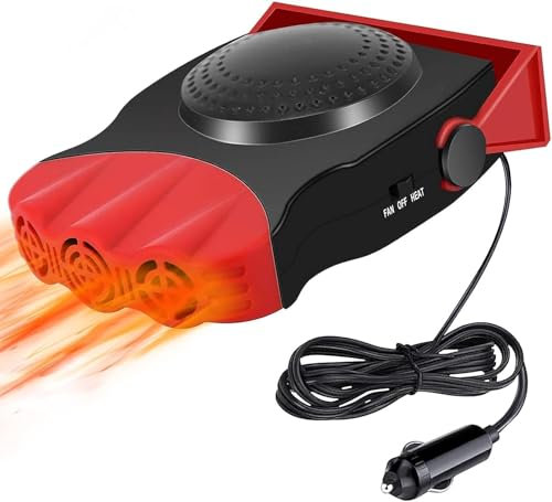Leaflai Autoheizung 12V, Tragbare Auto-Heizung 2-in-1-Heizlüfter/Kühlventilator 150W mit Windschutzscheibenentfeuchter Plug in Zigarettenanzünder-Heizung