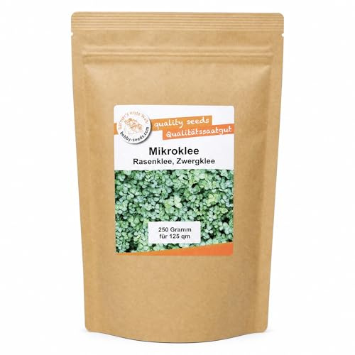 Gärtner's erste Wahl! Bobby-Seeds Mikroklee Rasenklee Euromic 250 g für ca. 125 m², Zwergklee Saatgut ohne Gentechnik, Bodenkur für Rasen, niedrig wachsend, natürliche Stickstoffbindung