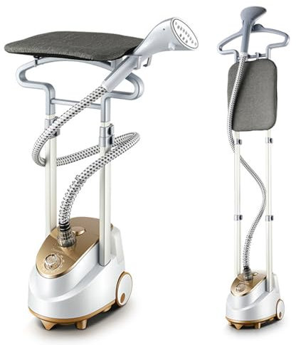 VERVELINK Plancha de Vapor Vertical, Vaporizador de Prendas, Diseño de Barra de Soporte Doble, 1800W Centro de Planchado Vertical, Colgante/Horizontal 2 métodos, 2l, Guantes Anti-Quemaduras,Gold