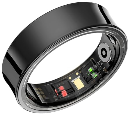 DREAM SPORT Fitness Ring - Health Tracker for Swimming & Sports, SPO₂/Sleep Monitor, 5ATM Waterproof, No Subscription, 7-Day Battery iOS Android (10 Size, Black)