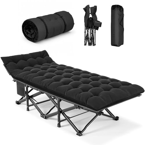 Asdsed Feldbett Klappbar mit Matratze, Tragbares Campingbett XXL bis 200-280KG, Wendematratze für Sommer & Winter, Schwerlast Gästebett für Outdoor, Innen, Garten & Zelt, Mehrere Sets