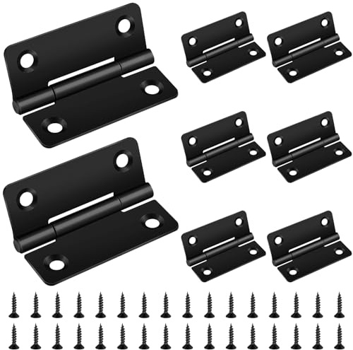 8 Stück Scharniere Klappbar, Bolatus 50x39mm Scharnier Edelstahl Türscharniere für Holztüren Schränke Fenster Tür Scharnier Set mit 32 Stück Schrauben, Schwarz