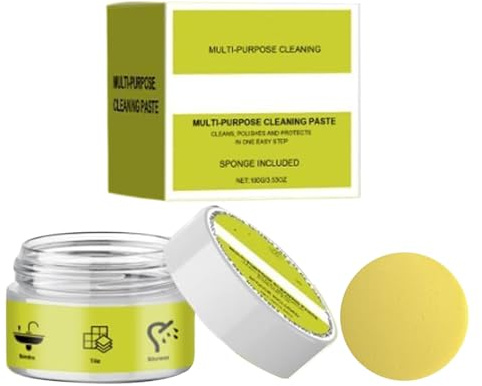 Pasta Limpiadora de Piedra - 100g de Pulido Eficaz con Esponja | Pulidor Para Encimeras De Piedra De Cocina,Para Metal Azulejo Cocina Baño Encimera Estufa Placa Fregadero Gabinete Suelo