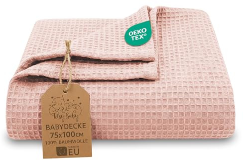 Totsy Baby Coperta Neonato Nido d'Ape tutto l'anno 75x100 cm - copertina cotone traspirante leggera bimbi mezza stagione neonati – carrozzina bambini morbida neonati Oeko-Tex Rosa