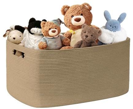 MYHOMMATTO Großer 72L Aufbewahrungskorb aus Baumwollseil, Boho Korb für Spielzeug Decken, Wäschekorb Geflochten, Wäschesammler Kleidung Aufbewahrung für Wohnzimmer Kinderzimmer, Jute
