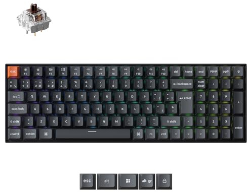 Keychron K4 QMK Teclado Mecánico 96% ISO-ES, Inalámbrico y con Cable, Interruptores Super Brown, Teclas PBT Sublimadas Estilo Cherry, Retroiluminación RGB, para Mac y Windows – Versión 3