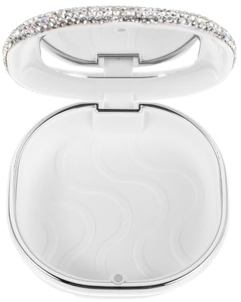 Anneome Rhinestone Orthodontic Retainer Case med Spegel Plastförvaringsbox för Tandställning och Tandregleringshållare Bärbar Aligners Förvaringslåda för Hem och Resa