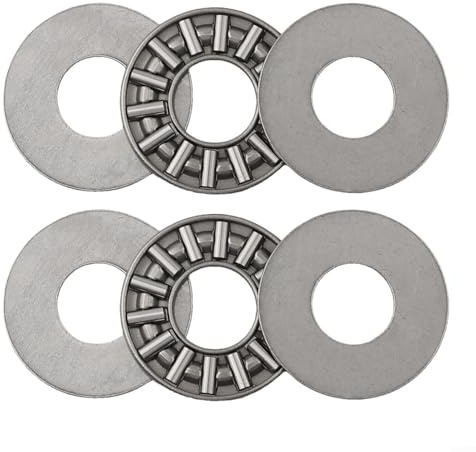 Dragnål rullager AXK1024, 10 x 24 x 2 mm med AS1024 brickor, härdat stål för tunga axiella belastningar, 2-pack
