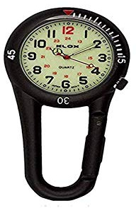 Klox schwarz anklippbarer Karabiner metall Fob Uhr leuchtende Waehltastatur Sanitaeter Arzt Krankenschwester Unisex Maenner Frauen