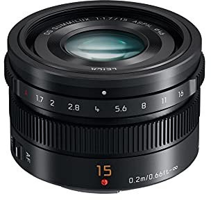 Panasonic H-X015E LEICA DG SUMMILUX 15 mm F1.7 ASPH. Objektiv (Festbrennweiten Objektiv, Bildwinkel 72°, Filtergröße 46 mm) schwarz