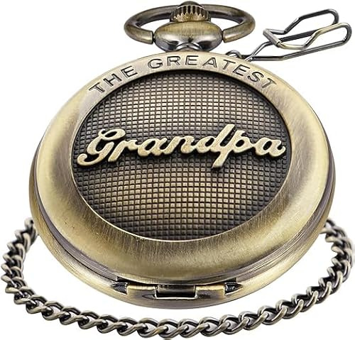 Realpoo Retro Quartz Pocket Watch for Grandpa,Quartz Movement Pocket Watches with Chain for Grandpa