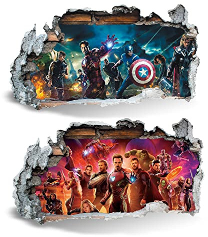 Superheld V305 3D Magic Window Wall Sticker Selbstklebendes Poster Wandkunst Größe 1000 mm breit x 600 mm tief (groß)