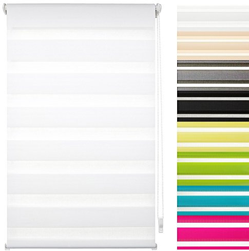 Garduna FIX Duo-Doppel-Rollo #Weiss 70cm # Smartfix - Klemmfix - ohne Bohren - viele Farben & Größen - Sichtschutz - lichtdurchlässig