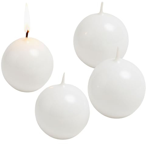 Biedermann & Sons Ivory Round Candles (Set of 4), Unscented Dripless Balls, 2.5 Spheres, 8 Hour Burn, for Mantels Shelves and Tabletop Displays