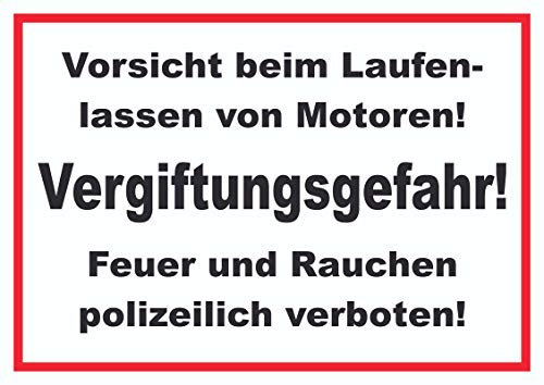 HB-Druck Vorsicht beim Laufen Lassen von Motoren Schild A4 (210x297mm)