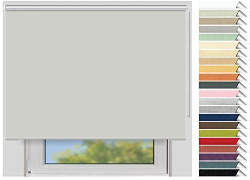 EFIXS Thermorollo Maxi - Rollos nach Maß - 32 mm Rollowelle - Stoffbreite bis 250 cm, Höhe bis 300 cm - Hier: bis 160 cm x bis 150 cm (BxH) - hellgrau (054) - mit & ohne Bohren