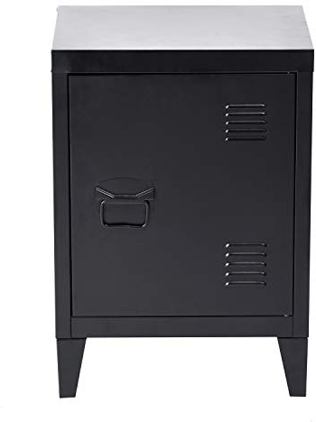 Furniture-R France Nachttisch aus für Schlafzimmer, Niedriger Stahlschrank Beistelltisch für Wohnzimmer, Aktenschrank für Home, Büro, 40 x 30 x 57 cm, Schwarz