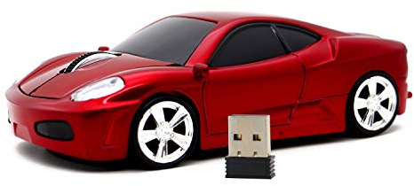 Ai5G Wireless Mouse Sports Car Mouse USB Computer Mice Optical 2.4GHz with Headlight 1600DPI for PC Laptop MAC (Red)