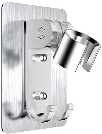 Shower Bracket, no Need to Punch Holes to Install Strong Glue with Screw Mounting Holes, The Bracket can be Adjusted 90 Degrees, Strong Adhesion