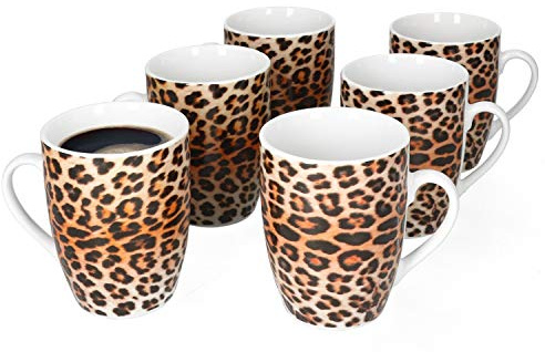 MamboCat Leopard Lampart Lot de 6 tasses à café avec anse I 230 ml I Leo Design I 6 personnes