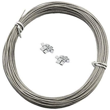 DGOL 100 feet 5/128 inch (1 mm) 316 Stainless Steel Rope Wire Marine Railing Cable,7x7 Standard Core,100 ft,with 20pcs Crimping Sleeves
