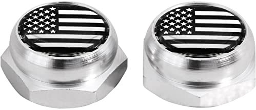 Cache-Rivets pour Plaque d'immatriculation Drapeau Américain Etats-Unis USA (Argent) Chrome