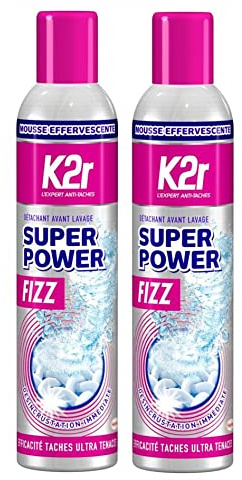K2R 2 x Super Power Fizz Sprühdose (300 ml) - Fleckentferner vor dem Waschen - Fleckentfernung
