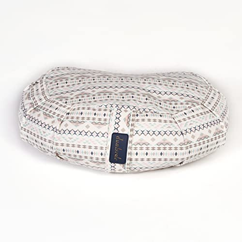 Yogakissen Meditationskissen Mondform gefüllt mit 2 kg Bio-Buchweizenschalen 43 x 30 cm waschbarer Bezug aus Baumwolle-Leinen-Canvas Indian Style