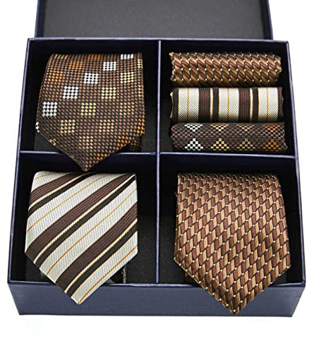 BAJIE Herren Krawatte Geschenkbox Benutzerdefinierte personalisierte Herren Krawatte Einstecktuch Anzug Krawatte 7 cm Fliege Gestreifte Herren Hochzeitskrawatte