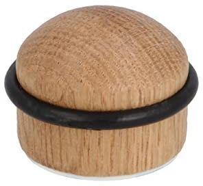 Gedotec Türstopper Holz mit Dämpfungsgummi - Eiche | HERBERT | 1 Stück Premium Tür Stopper aus Vollholz | Türstopper Boden zum Kleben + Schrauben | Türstopper klein für Zimmertüren | Bodentürpuffer